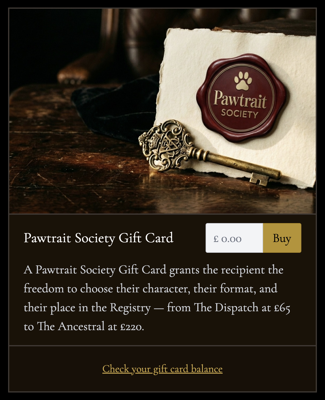 Pawtrait Society Gift Card